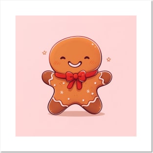 smiling gingerbread cookie Posters and Art